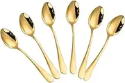 Wesdxc56 Demitasse Espresso Spoons, Mini Coffee Spoon, Stainless Steel Small Spoons for Dessert, Tea,Set of 6 (Gold)