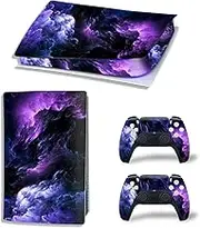 PS5 Skin Stickers Decal Full Body Vinyl Cover for Playstation 5 Console and Controllers (Disk Edition, Purple Cloud)