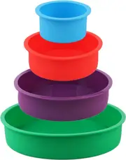 Silicone Round Cake Pans Set, Deep Cheesecake Pans, Layer Baking Pans Cake Tins Set for Birthday Wedding Tier Cake（4 Pcs 4"/6"/8"/10")