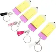 4pcs Acrylic Keychain Pencil Charms Keychain for Teacher Pencil Chams Keychain Party Favor Teacher Keychains Pencil Key Chains Pencil Keychains for Students Teach Keychain