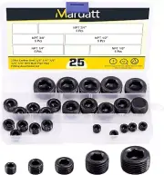Mardatt 25Pcs NPT Plug Set Pipe Plug Assortment Kit 1/8" 1/4" 3/8" 1/2" 3/4" Car