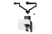 Atdec AWMS-2-D13 Dual 690mm Dynamic Monitor Arms + 135mm Post / 8kg (17.6lb) Flat and Curved Screens + Heavy-Duty F Clamp Desk Fixing, Black