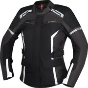 IXS Evans-ST 2.0 Waterproof Ladies Motorcycle Textile Jacket, black-grey-white, Size 2XL for Women Black Grey White