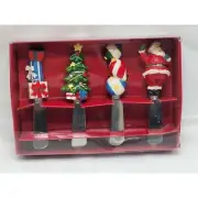 New St. Nicholas Square Set of 4 Christmas Stainless Steel Holiday Spreaders