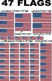 AMERICAN FLAGS 47 Pcs. -1/12-1/10 R/C MODEL Decal Sticker SHEET DIE CUT NASCAR