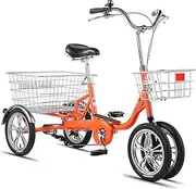 4 Wheel Bikes Adult Tricycle Single Speed Bicycle 14in Cruise Trike with Large Basket for Recreation Shopping Picnics Exercise Men's Women's Cycling Pedalling