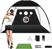 ALLWILLWELL Golf Hitting Practice Net - 10X7 Ft Golf Training Aid, Portable a...