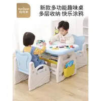 在飛比找ETMall東森購物網優惠-兒童桌椅寶寶桌子椅子套裝3-6歲學習桌小學生書桌畫畫游戲桌塑