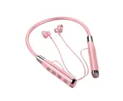Wireless Earbud Surround Sound Effect Mega Bass Ergonomic Bluetooth-compatible5.2 Sports Neck Hanging Earphone for Fitness - Pink A