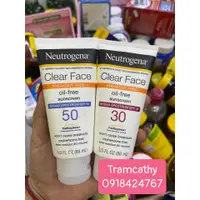 在飛比找蝦皮購物優惠-Neutrogena Clear Face 無油防曬霜 88