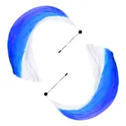 1 Pair Dance Silk Veil Poi with Throw Ball 79" x 32", White Blue Lake Blue