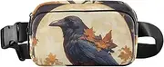 [XYMZR] Crow Sit Pumpkin Moon Fanny Pack Hip Bag Belt Bag for Women Man Fashion Waist Pack Water-repellent Crossbody Bag for Halloween Costumes Running Hiking Jogging Travel Sport, Multi-colored, one