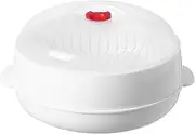 Dualoai Microwave Steamer Food Storage Container Cooking Pot Multifunctional Heating Steamer Microwave Bowl with Lid for Rice Cooking, Round