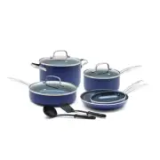 10-Piece Aluminum Ceramic Nonstick Cookware Set in Blue