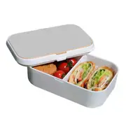 Lunch Box Food Container Snack Picnic Authentic Wood Strap Cutlery Grey