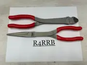 Snap-on Tools USA NEW 2 Piece RED Diagonal Cutter & Needle Nose Plier Lot Set