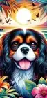 Cavalier King Charles Black/Tan Summer Fun Beach Towel