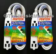 (2) 6' ft Electric AC Extension Cord 3 Outlet Splitter Adapter Power Cord Cable