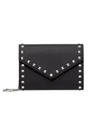 Valentino Garavani Rockstud Grainy Calfskin Wallet with Chain Strap
