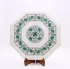 12" White Marble Coffee Table Top Rare PauaShell Marquetry Inlay Decor Arts Deco