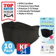 10 Pack KF94 BLACK Protective Face Mask Adult Made in Korea KFDA Approved