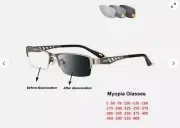 Men Metal Photochromic Myopia Nearsighted Glasses Half Frame Outdoor Sunglasses