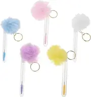 TOGEVAL 5pcs Eyelash Brush with Key Chains Portable Mascara Wands for Eyelash Extensions Eyebrow Grooming and Eye Makeup Stylish Spiral Shape Gentle Application for Beauty the Go