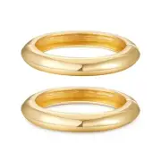 2pcs Gold Bangle Bracelets for Women, Trendy Hinged Cuff Open B-Gold Bangle