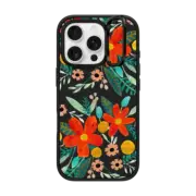 iPhone 16 Pro Impact Ring Stand Case MagSafe Compatible Red Flowers