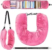 [IKOPFLN] Travel Neck Pillow - Aeroplane Travel Pillow Fillable with Clothes - Washable Pillow, Flight Neck Pillow - Travel Neck Pillow - Save Hand Luggage, Travel Pillow Plane (Pink)