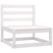 Garden Middle Sofa with Anthracite Cushions White Solid Pinewood