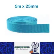 5m x 25mm SkyBlue ​Nylon Webbing Strap Safety Belt Knapsack Bag Leash Crafting