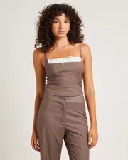 Jenna Pinstripe Ruched Top
