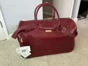 Samantha Brown Croc Wheeled Weekender Duffle Red/Burgundy