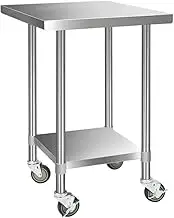 Kitchen Bench with Wheels 760x760mm Stainless Steel Portable Work Table