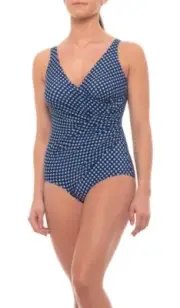 MAGICSUIT MIRACLESUIT SWIMSUIT 14 One Piece $162 Retail Navy Blue Ship's Wheel