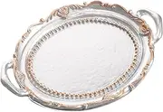 IWOWHERO European Jewelry Tray Mirror Tray Gold Trays Antique Trinket Dish Home Drawer Organiser Holder Bowl Modern Decor Products Room Decor Jewelry Organizer Accessories Ring Resin Silver