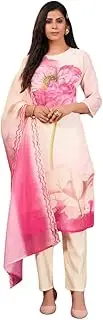 [NAIXA] Women's Taby Printed Straight Kurta with Pant and Dupatta Sets (SC-Naomika)