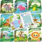 24Pcs Jungle Safari Animals Mini Coloring Books for Kids Party Favors Bulk Gift Lion Elephant Tiger Small Art Drawing Activity Book for Goodie Bags Stuffer Birthday School Classroom Party Supplies