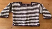Hand Knitted 100% Cotton Toddlers Pullover Sweater Brown And White Stripe...