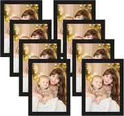 CRUGLA 5x7 Magnetic Picture Frames for Refrigerator 8 Packs, Modified Sheet With Self Adhesive Backing, Black Photo Frame Set for Glass Window Door Cubicle