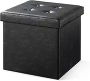 KAPEICamper 15/30 inch Folding Storage Ottoman Bench,Storage Chest Footrest Step Stool with Padded Seat for Bedroom Hallway Living Room, End of Bed Storage Seat (Black Line, 15 inch)