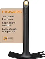 Fiskars Eco Cultivator Hoe with Dual-Function Design, Tapered Blade, Cultivator Tines, Ergonomic Handle, and UV-Resistant Build for Soil Care
