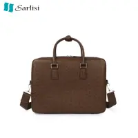 在飛比找momo購物網優惠-【Sarlisi】鴕鳥皮男士手提包真皮大容量包包商務簡約單肩
