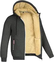 [Generic] Men's Sherpa Lined Hoodie Jacket Full Zip Warm Hooded Sweatshirt Midweight Fleece Winter Coats with Pockets