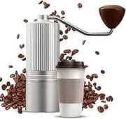 M l Coffee Grinder - Stepl Adjustable Settings Portable Hand Coffee Mill with CNC Stainl Steel Conical Burr Bearing Positioning Coffee Grinder for Home Use/Office/Travel and Silver