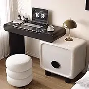 Dual-Purpose Dressing Table & Desk,flip-up Mirror Hidden Design Work During The Day and Make-up at Night Formaldehyde-Free Rounded Corners for Collision Prevention(White,100cmx40cmx75cm)