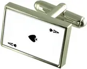 [Select Gifts] Spades Playing Card Ace Cufflinks Crystal Tie Clip Bar Box Set Engraved