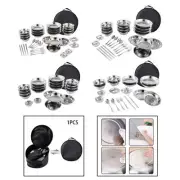 Stainless Steel Plates and Bowls Camping Cutlery Set Dishes Tableware with
