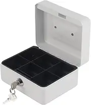 QANYEGN White Iron Locking Money Box, Small Money Box With Lock, Locking Metal Cash Boxs, Small White Cash Box for to Protect Your Money and Valuables